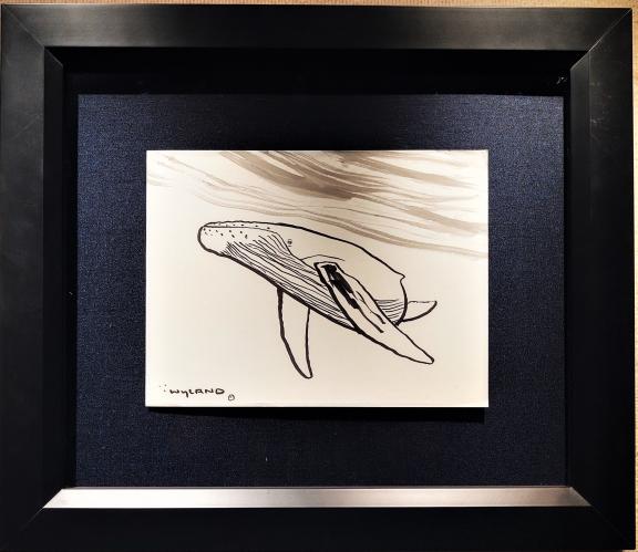 Humpback Whale 9x12 Framed Original Drawing by Robert Wyland