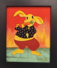 Carrot Concerto 8x10 Framed Cloisonne by Wang Ge <! aesthetic> <! local>