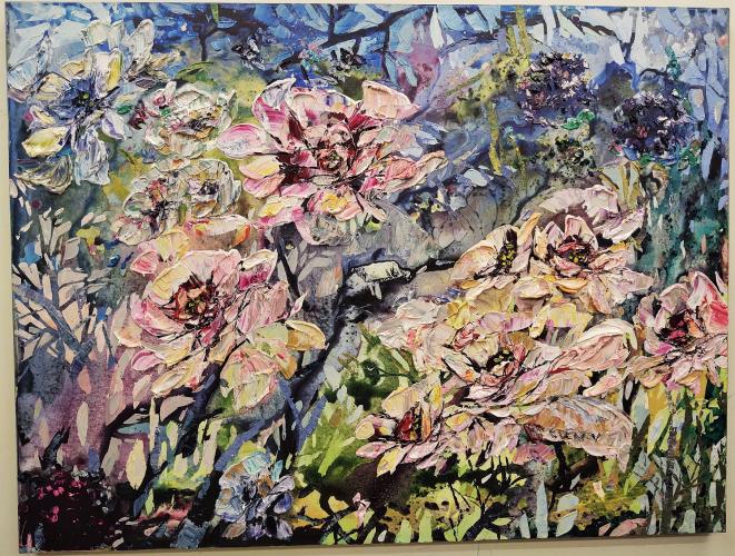 <b>*NEW*</b> Large Floral Spectrum V 36x48 Original Acrylic by Maya Eventov