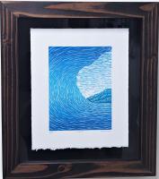 Aqua 9x11 Framed Four-Layer Color Reduction Woodcut Print on Rives Paper #2/15 by Steven Kean by <b>*NEW*</b> <a></a>Holiday Gift Ideas
