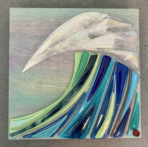 Ripcurl 10x10 Fused Glass Wall Art by Shelly Batha <! local> <! aesthetic>
