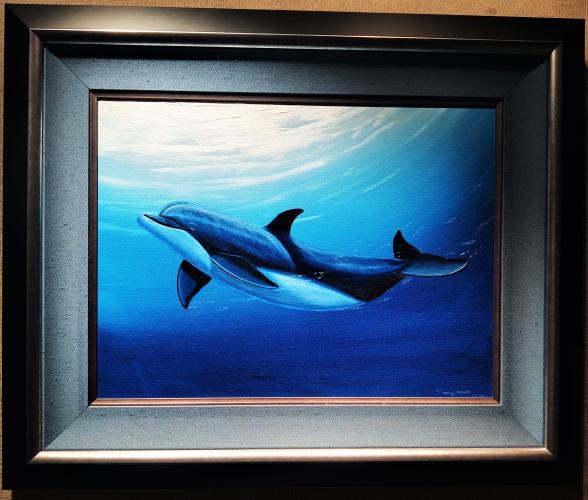Blue Dolphin 18x24 Framed Original Oil [Original Price: ] by Robert Wyland