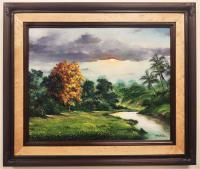 Aloha Sunset 16x20 Framed Original Oil on Board by George Aldrete