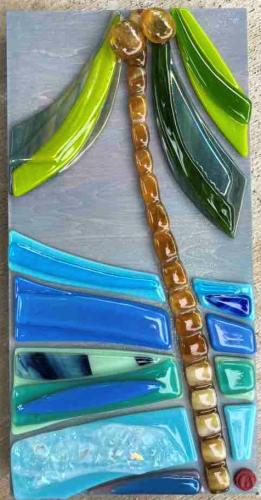 Coconut Waves 6x12 Fused Glass Wall Art by Shelly Batha <! local>