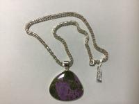 Lg Bezel Purpurite Pendant on 18-Inch SS Crown Chain by Pat Pearlman