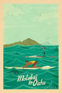 Molokai to Oahu (Molokai & Oahu) Framed Giclee by Nick Kuchar <! local> <! aesthetic>