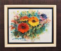 Full Bloom 14x18 Framed Original Mixed Media on Metal - Dimensional Modern Impressionism by James Coleman