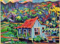 Taro Patch House 18x24 Original Acrylic by Camile Fontaine <! local> <! aesthetic>
