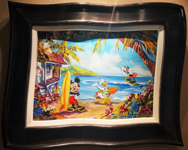 Original Disney "Surf Bros" 18x24 Deluxe Framed by Steve Barton
