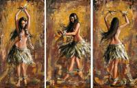 Hula Enhanced Giclee Triptych by Shawn Mackey