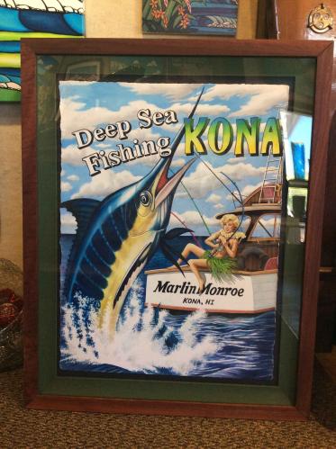 Deep Sea Fishing  Kona Original Watercolor 20x30 Framed by Garry Palm