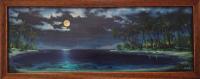 Moon Reflections 24x59 Framed Original Oil by George Aldrete