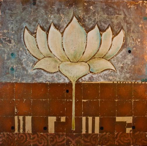 Large Lotus 48x48 Mixed Media on Wood by <b>*LAST CHANCE*</b> <br>Tom <a></a>Anderson <! aesthetic>