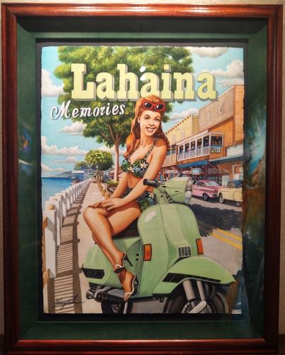 <b>*NEW*</b> Lahaina Memories 22x30 Original Watercolor in Deluxe Koa Frame by Garry Palm <! local>