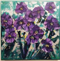 <b>*NEW*</b> Purple Petunias 10x10 Original Oil by Roman Czerwinski <! local>