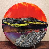 <b>*NEW*</b> Lava Sky 17x17 Round Glass Dish by <b>*NEW ARTIST*</b> <br>Brian <d>Dugan</d>