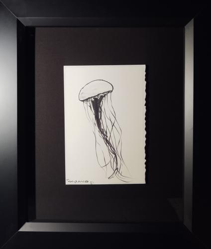 <b>*NEW*</b> Jellyfish 6x9 Framed Drawing by Robert Wyland