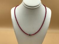 Faceted 3mm Ruby w/1ct Rondelle Black Diamond 14K Necklace 14-Inch w/3-Inch GF Extender by Pat Pearlman <! local>
