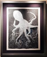 <b>*NEW*</b> Octo of the Deep 22.5x30 Framed Silver Drawing by Robert Wyland