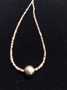 Uncut 17ct Diamonds & Tahitian Pearl 14K Necklace by Genesis Collection