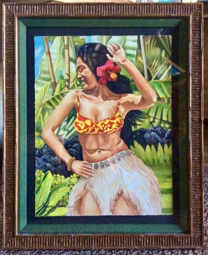Hula Sway Original Watercolor Framed by Garry Palm <! local>