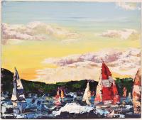 Regatta Day 20x24 Original Acrylic by Maya Eventov <! aesthetic>