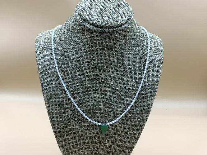 <b>*NEW*</b> Seed Pearl w/Chrysocolla Leaf Accent SS Necklace by Pat Pearlman <! local>