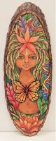 <b>*NEW*</b> Butterfly Maiden 9x24 Pyro/Paint on Live-Edge Walnut by Alexandra Gutierrez