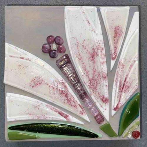 Hibiscus 8x8 Fused Glass by Shelly Batha