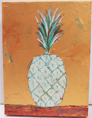 Aloha Pineapple #8 9x12 Acrylic by John Baran
