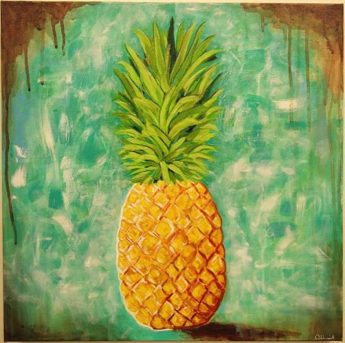 <b>*NEW*</b> Single Pineapple 20x20 Original Acrylic by Olivia Belle <! local>