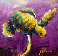 Violet Honu 12x12 Original Acrylic by Shawn Mackey