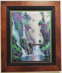 <b>*NEW*</b> Lilac Waterfall 14x18 Original Framed Mixed Media - Dimensional Modern Impressionism by James Coleman