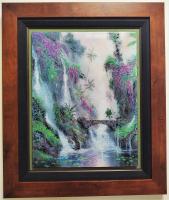 Lilac Waterfall 14x18 Original Framed Mixed Media - Dimensional Modern Impressionism by James Coleman