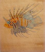 Lion Fish 13.5x15.5 Oil/Pyro on Mango by David 'Kawika' Gallegos <! local>