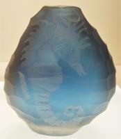 Sm Blue Seahorse Pebble Vase by Heather Mettler