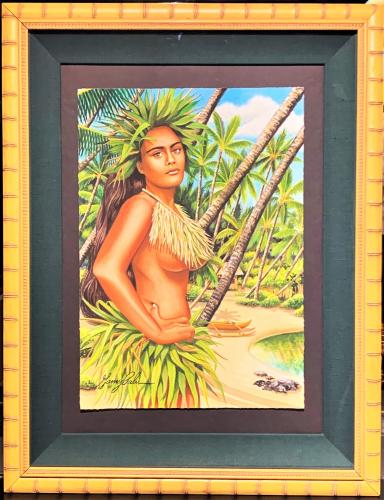 Going Native 19x14 Watercolor in Deluxe Frame by Garry Palm