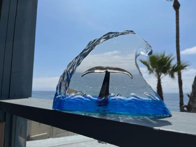 Maui Whale Tail LE Lucite Sculpture by Robert Wyland