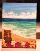 Tiki Beach Day 11x14 Original Acrylic by Stephanie Boinay <! local>
