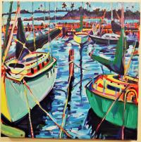 <b>*NEW*</b> Green Boat 20x20 Original Acrylic by Camile Fontaine <! local>