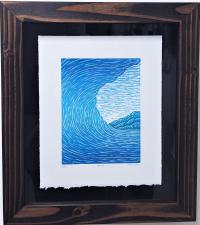 Aqua 9x11 Framed Four-Later Color Reduction Woodcut Print on Rives Paper LE #2/15 by Steven Kean by <b>*NEW*</b> <br> <a></a>Father's Day Is June 18th!