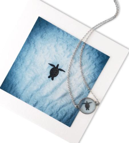 Sea Turtle Small Round SS Necklace 16-Inch by Foterra Jewelry <! aesthetic>