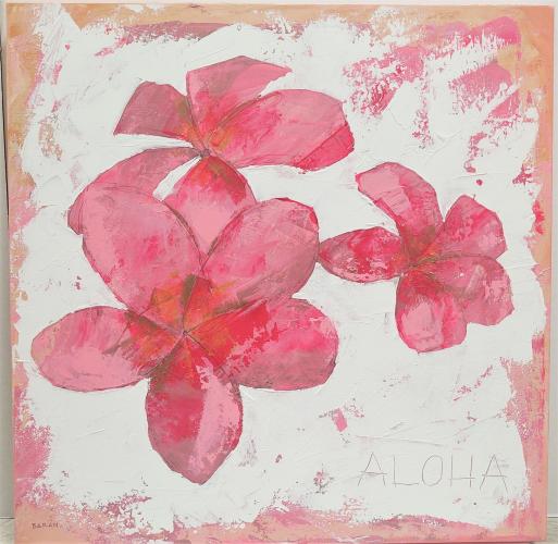 Aloha Florals Pink Plumeria I 30x30 Original Acrylic by John Baran