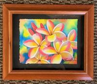 Rainbow Plumeria 6x8 Framed Original Watercolor by Garry Palm <! local>