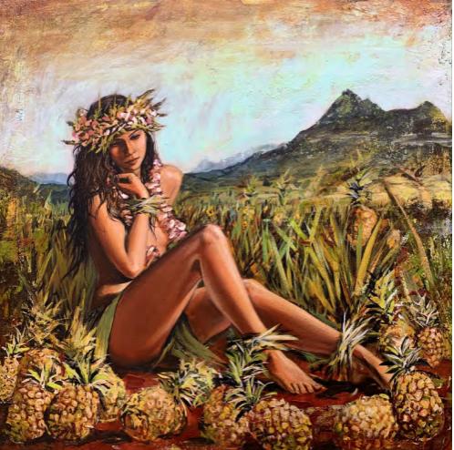 Pineapple Fields Forever 40x40 Acrylic by Shawn Mackey