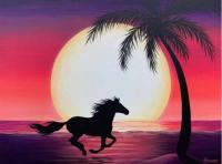 <b>*NEW*</b> Sunset Gallop 18x24 Original Acrylic by Stephanie Boinay