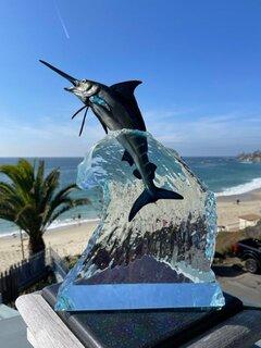 Blue Marlin LE Lucite Sculpture by Robert Wyland