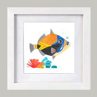 Stately Fish 6x6 Framed Paper Collage by KTO <! local> <! aesthetic>