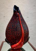Crackled Surface Flow Vase/Ocean #160 by Daniel Moe <! local>