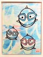 Happy Fish Goggles Original  18x24 by Welzie <! local> <! aesthetic>